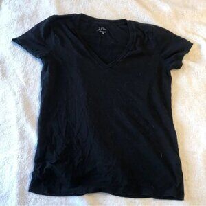 J. Crew Black V-Neck T-Shirt Short Sleeve Supima Cotton XS Excellent Condition